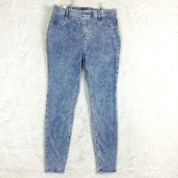 Time And Tru Womens Jeans Jegging Fashion Denim Acid Wash High Rise Fitted L New - Picture 1 of 11